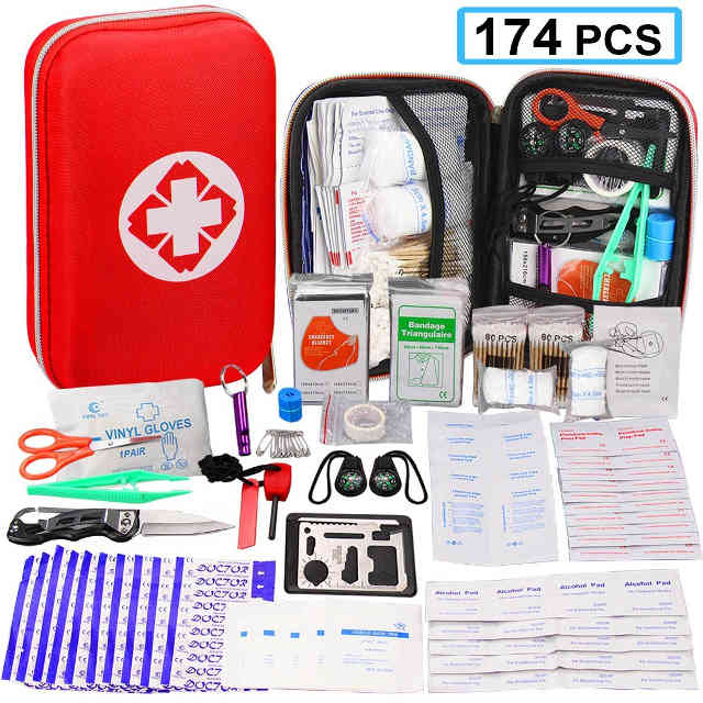 174 Pcs First Aid Kit Survival Kit, Monoki Emergency Survival Kit